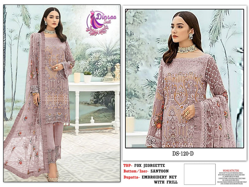 Dinsaa Dno 120 D Fox Georgette With Heavy Embroidery Stylish Designer Pakistani Salwar Kameez