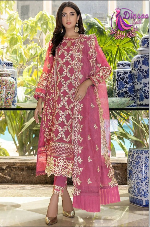 Dinsaa Suit Dno 174 B Georgette With Beautiful Heavy Embroidery Work Stylish Designer Festive Look Salwar Kameez
