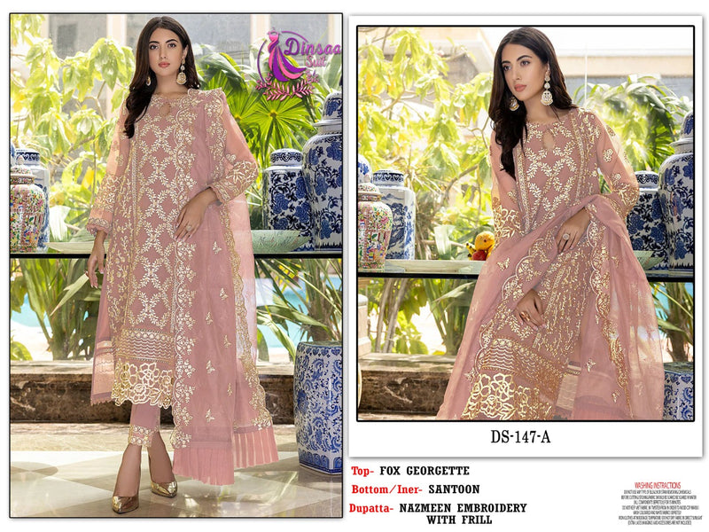 Dinsaa Suit Dno 174 A Georgette With Beautiful Heavy Embroidery Work Stylish Designer Festive Look Salwar Kameez