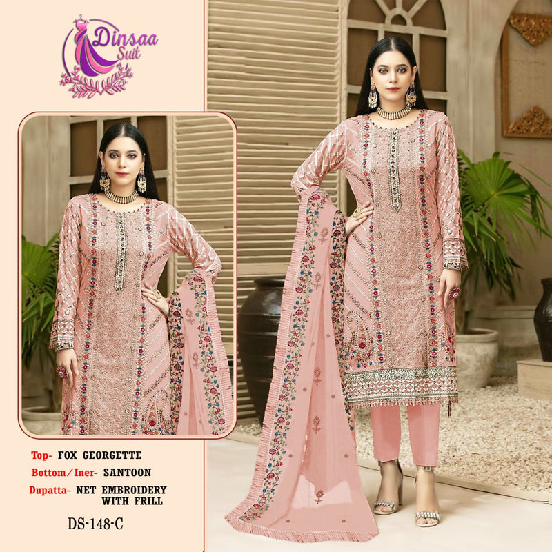 Dinsaa Suit Dno 148 C Georgette With Beautiful Work Stylish Designer Party Wear Salwar Kameez