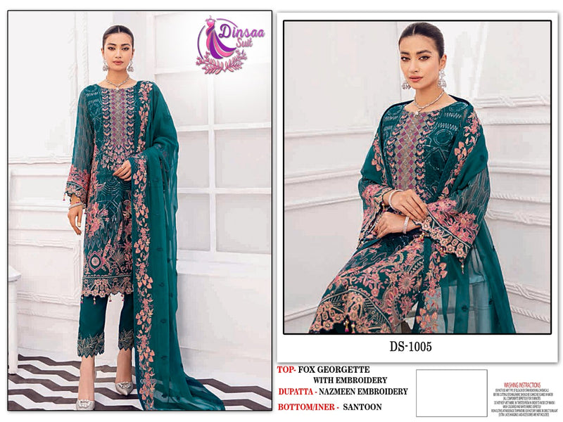 Dinsaa Suit Dno Ds 1005 Georgette With Heavy Embroidery Stylish Designer Pakistani Salwar Suit