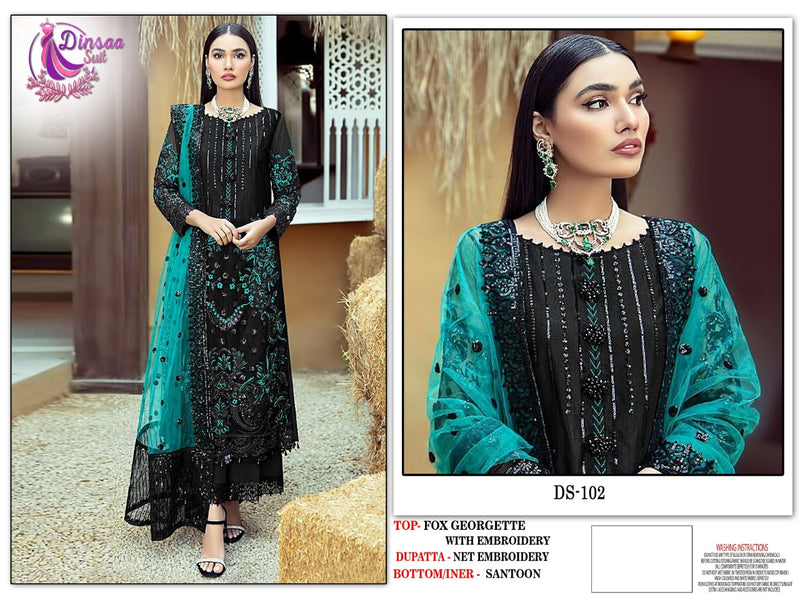 Dinsaa Suit Dno Ds 102 Georgette With Heavy Embroidery Stylish Designer Pakistani Salwar Suit