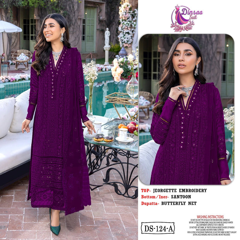 Dinsaa Dno 124 D Georgette With Heavy Embroidery Work Stylish Designer