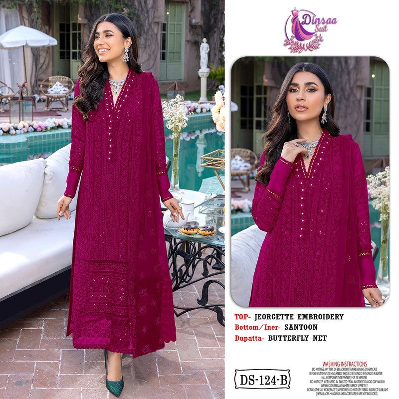 Dinsaa Dno 124 B Georgette With Heavy Embroidery Work Stylish Designer Party Wear salwar Kameez