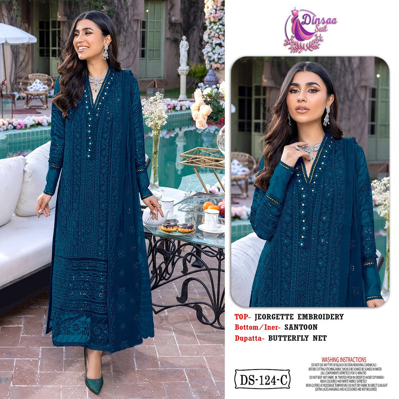 Dinsaa Dno 124 C Georgette With Heavy Embroidery Work Stylish Designer Party Wear salwar Kameez