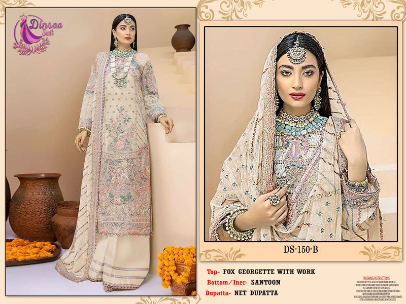 Dinsaa Suit Dno 150 B Georgette With Beautiful Work Stylish Designer Wedding Look Salwar Kameez
