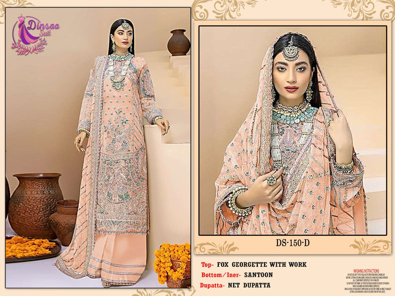 Dinsaa Suit Dno 150 D Georgette With Beautiful Work Stylish Designer Wedding Look Salwar Kameez