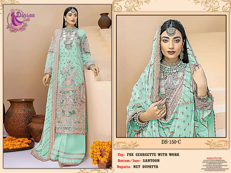 Dinsaa Suit Dno 150 C Georgette With Beautiful Work Stylish Designer Wedding Look Salwar Kameez