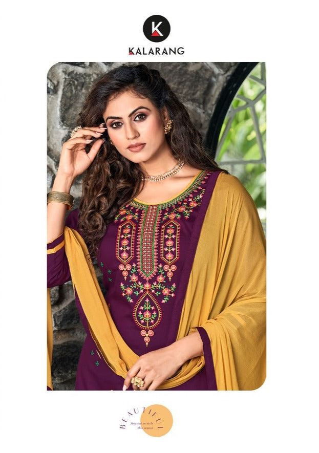 Kalarang Fashion Blossom Vol 16 jam Silk Cotton With Fancy Work Dress Material Salwar Suits