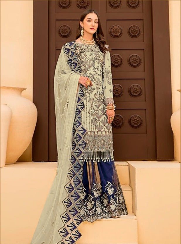 Ramsha R 293 Georgette Net Embroidery Work Heavy Salwar Suits