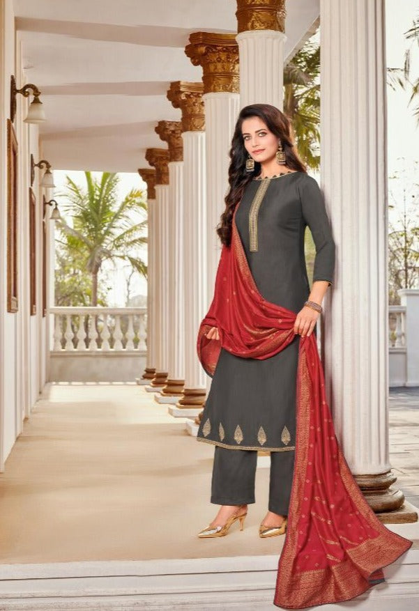 Kasmeera Riona Chinon Silk With Embroidery Work Dress Material Salwar Suits