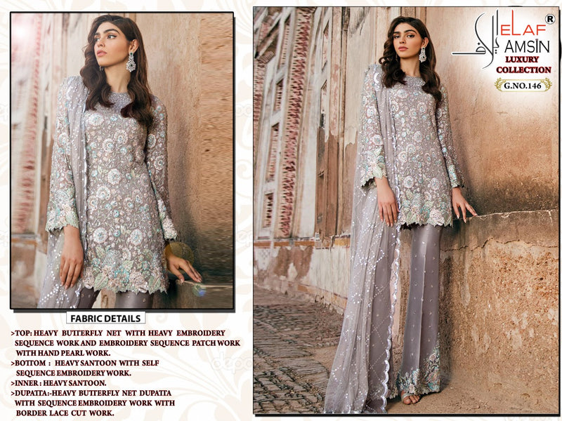 Elaf Amsin Luxury Collection Butterfly Net Stylish Designer Party Wear Pakistani Style Salwar Suit