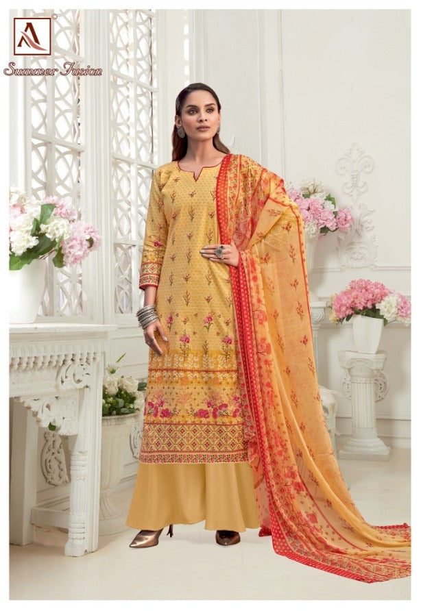 Alok Suit Summer Fusion Cambric Cotton Dress Material Salwar Kameez