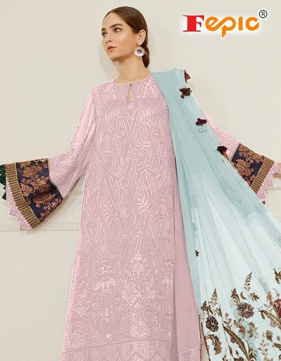 Fepic Rosemeen D No 66007 J Georgette Exclusive Look With Embroidery Work Fancy Salwar Suits