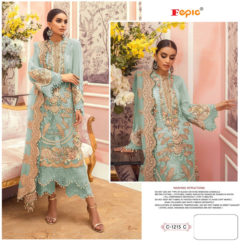Fepic Rosemeen Dno 1215 C Georgette With Embroidered Work Stylish Designer Pakistani Style Salwar Suit