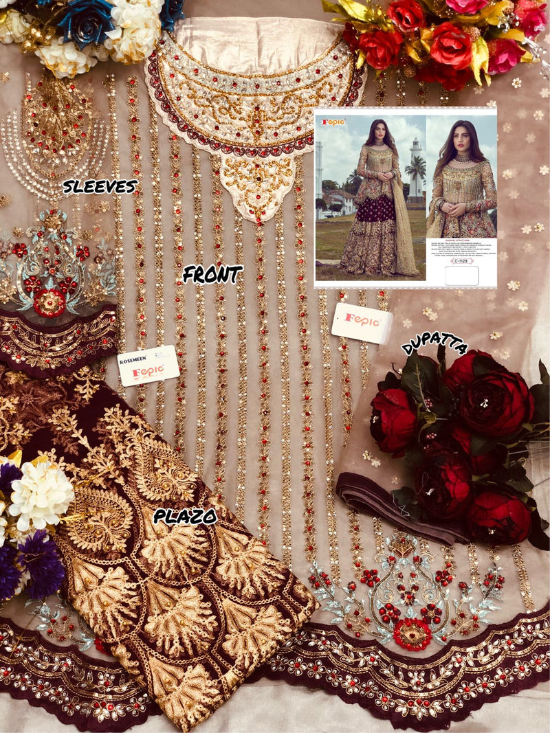 Fepic Rosemeen Dno C1128 Net With Heavy Hand Work Stylish Designer Wedding Wear Pakistani Style Salwar Suit