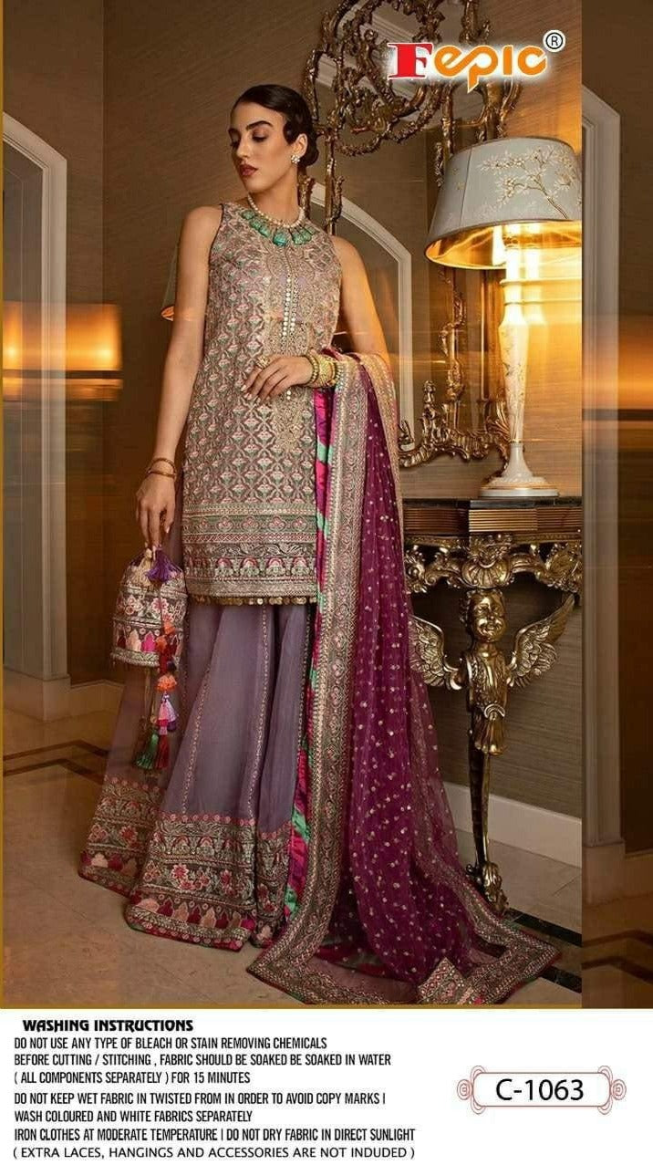 Fepic Rosemeen C 1063 Heavy Net Embroiderd Pakistani Singles Collection