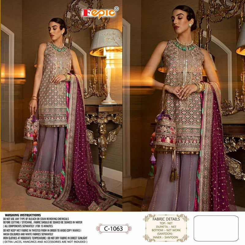 Fepic Rosemeen C 1063 Heavy Net Embroiderd Pakistani Singles Collection