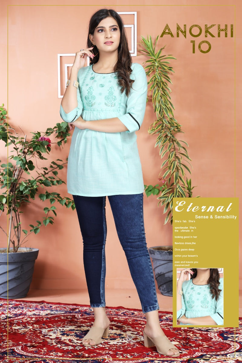 Gabbha Anokhi Rayon Stylish Designer Short Tops