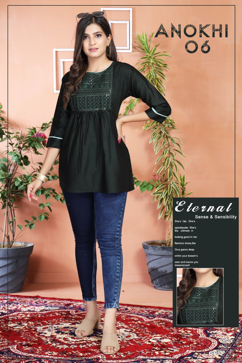 Gabbha Anokhi Rayon Stylish Designer Short Tops