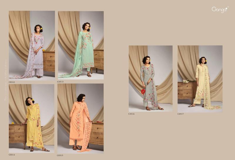 Ganga Suit Leaf Cotton Print Linen Printed Handwork Salwar Kameez