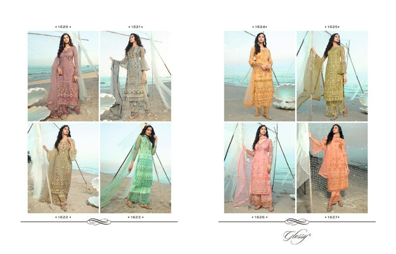 Glossy Qiana Heavy Net Embroidery Stylish Designer Party Wear Salwar Suit