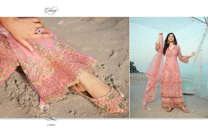 Glossy Qiana Heavy Net Embroidery Stylish Designer Party Wear Salwar Suit