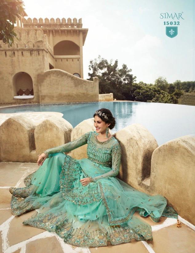 Glossy Simar Amyra Shaivi Net With Heavy Hand Work Stylish Designer Party Wear Salwar Suit