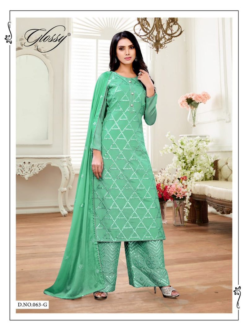 Glossy Tara Chinon Stylish Designer Wear Salwar Kameez