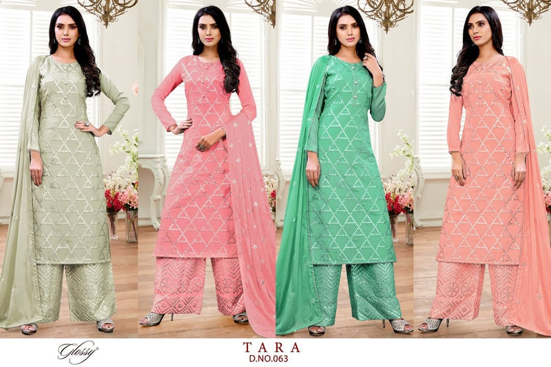 Glossy Tara Chinon Stylish Designer Wear Salwar Kameez