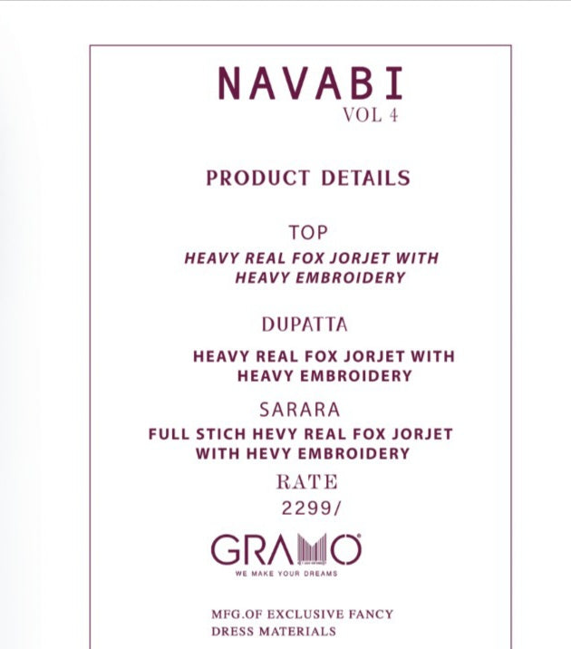 Gramo Navabi Vol 4 Georgette Stylish Designer Festival Wear Salwar Kameez