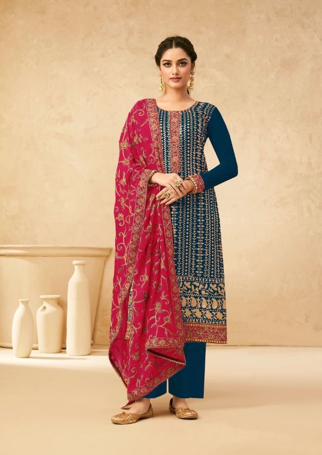 Gulkayra Sonam Gold Georgette Stylish Designer Wear Salwar Suit