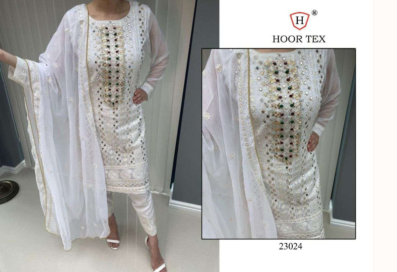 Hoor Tex  Dno- 23024 Heavy Georgette Stylish Embroidery Designer Wear Salwar Kameez