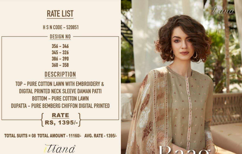 Itrana Raag Pure Cotton Lawn With heavy Embroidery Stylish Designer Printed Salwar Kameez