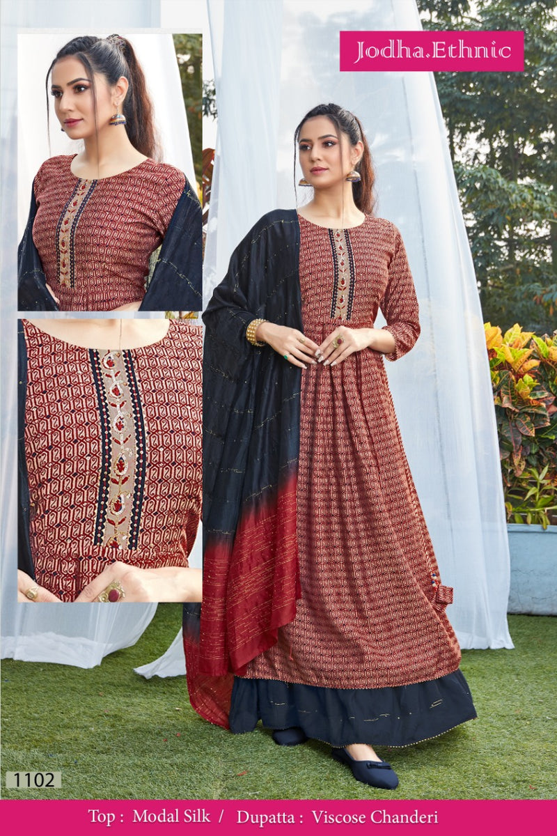 Jodha Enthnic 1102 Silk Elligant Gown Style Kurti
