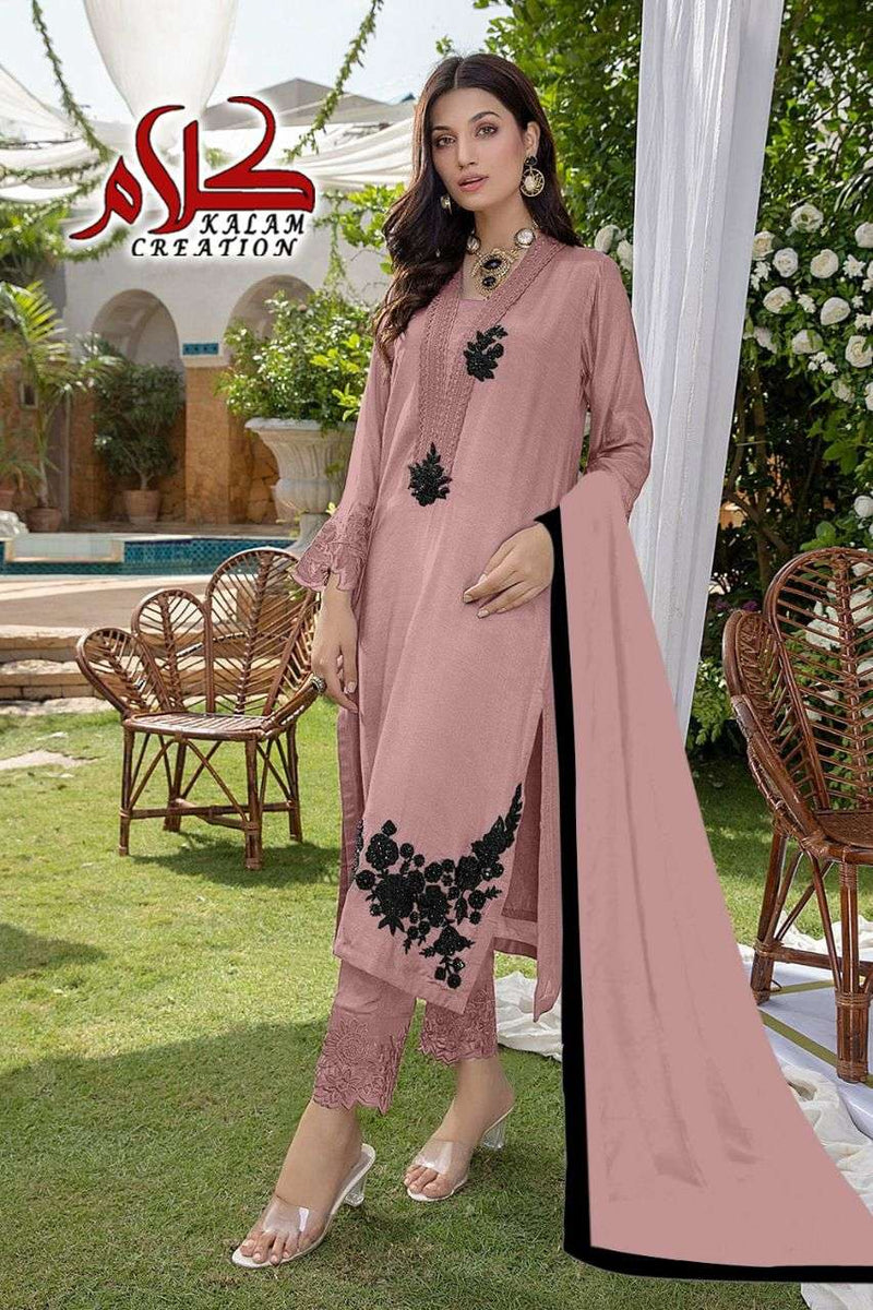 Kalam Dno 1104 Georgette Stylish Designer With Heavy Embroidery Kurti And Fancy Pant