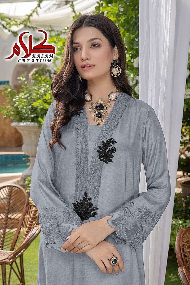 Kalam Dno 1104 Georgette Stylish Designer With Heavy Embroidery Kurti And Fancy Pant