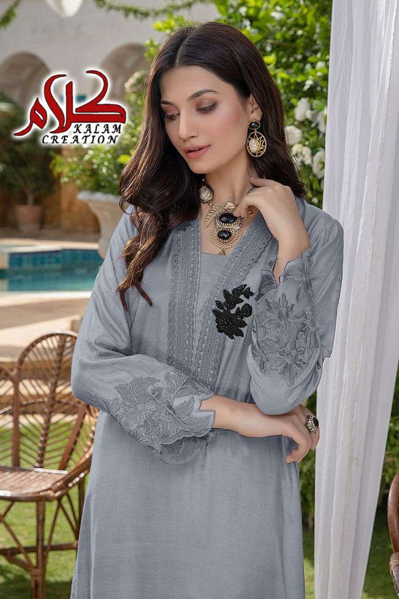 Kalam Dno 1104 Georgette Stylish Designer With Heavy Embroidery Kurti And Fancy Pant