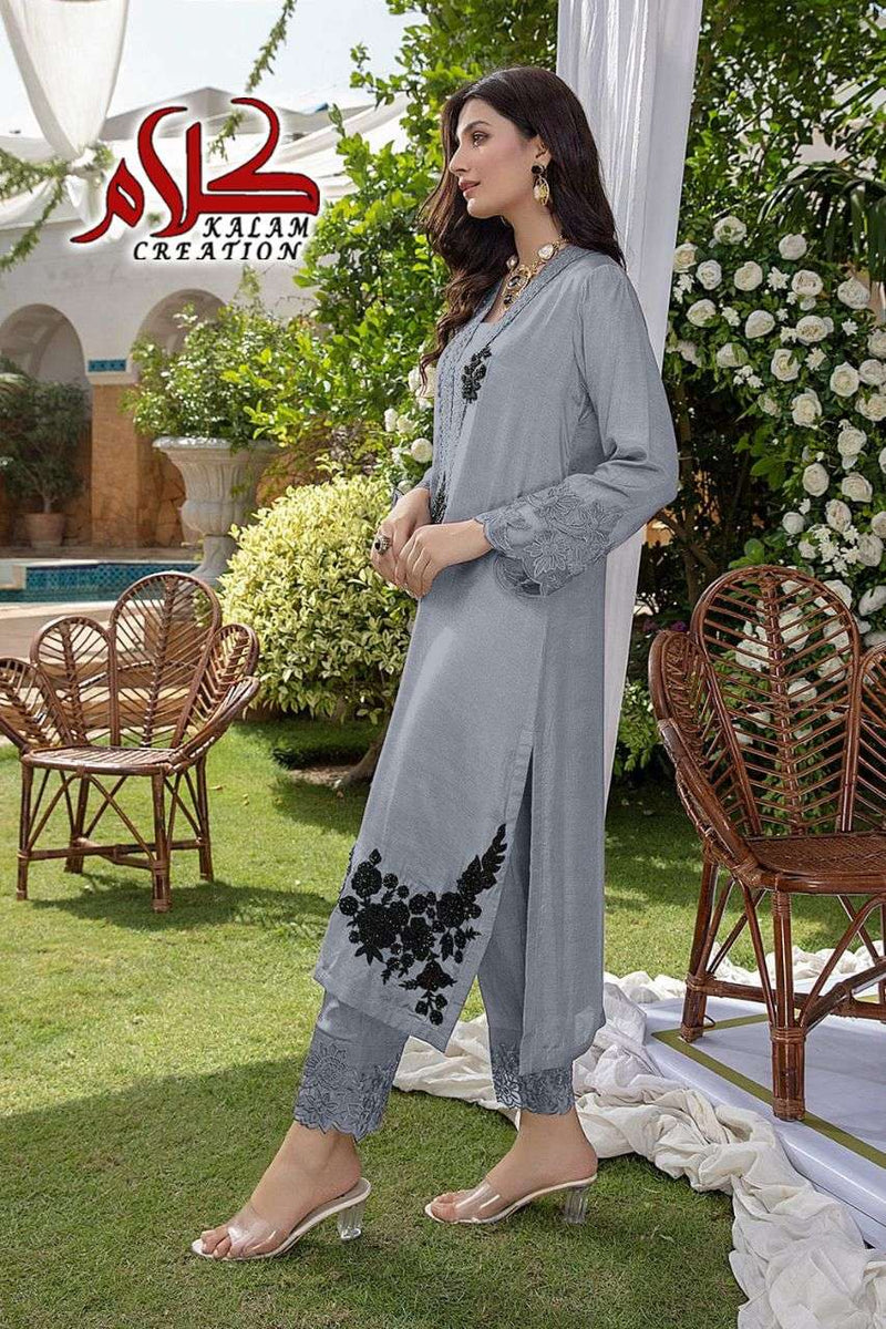 Kalam Dno 1104 Georgette Stylish Designer With Heavy Embroidery Kurti And Fancy Pant
