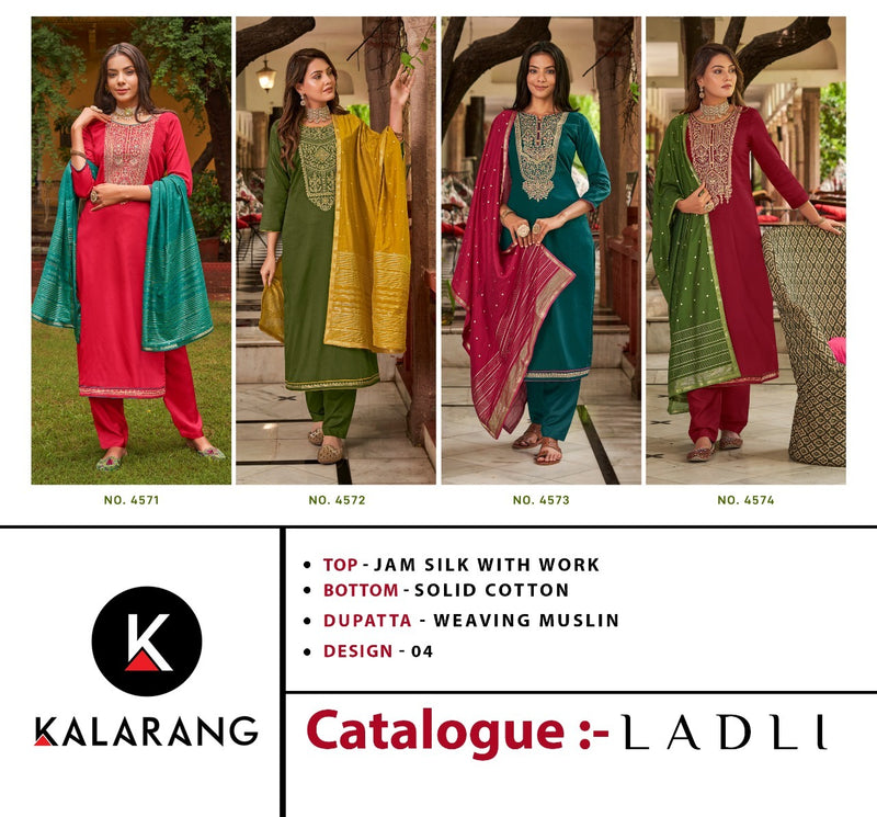 Kalarang Ladli Jam Silk With Heavy Beautiful Work Stylish Designer Festive Wear Salwar Suit