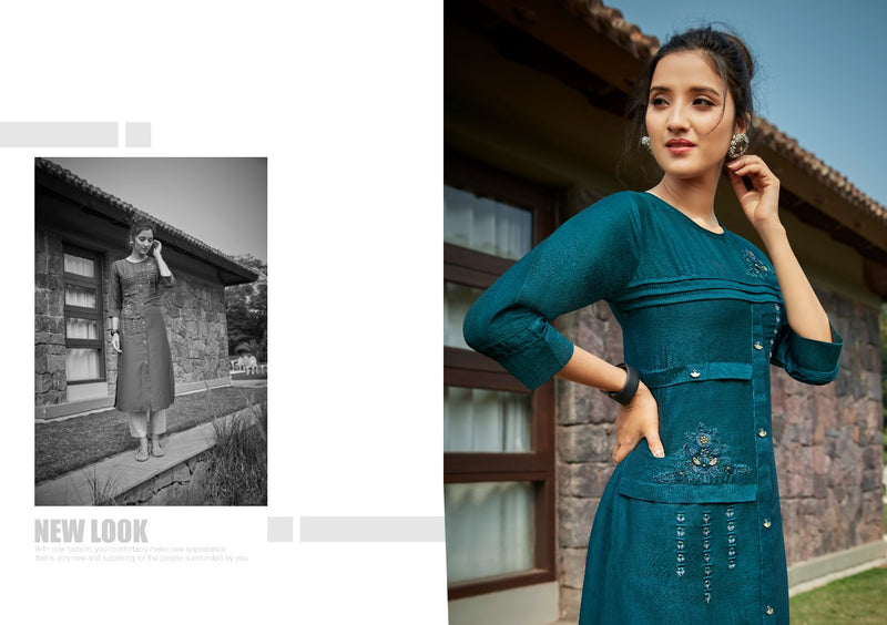 Kalaroop Kajree Cloud Lining Silk With Fancy Handwork Stylish Designer Kurti