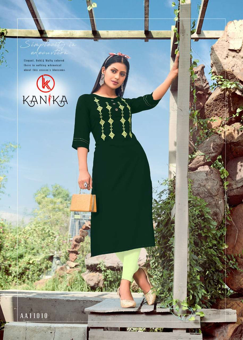 kanika Fashion Aastha Rayon Simple Wear Fancy Kurtis