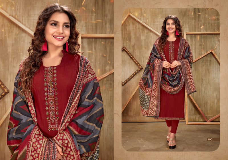 Kesariya Aarohi Cambric Cotton Daman Embroidery Work Designer Salwar Kameez