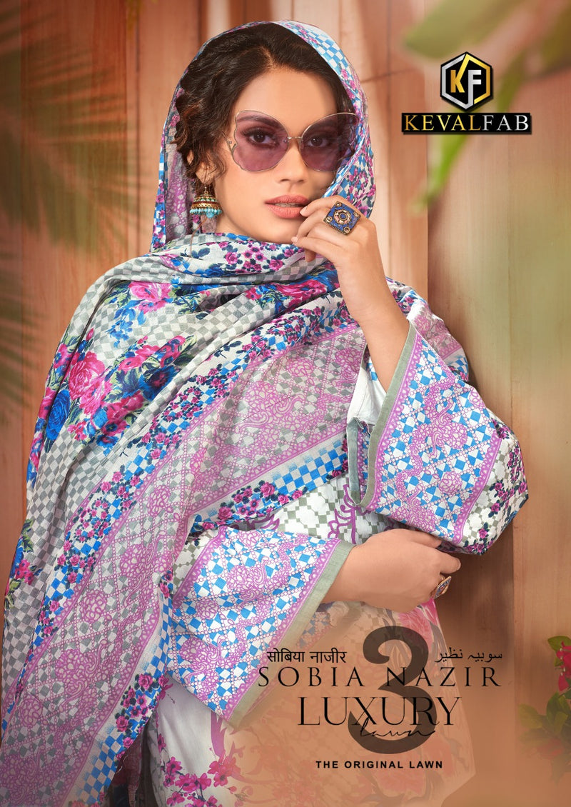 Keval Fab Sobia Nazir Luxury Vol 3 Lawn Cotton Printed Casual Wear Salwar Kameez