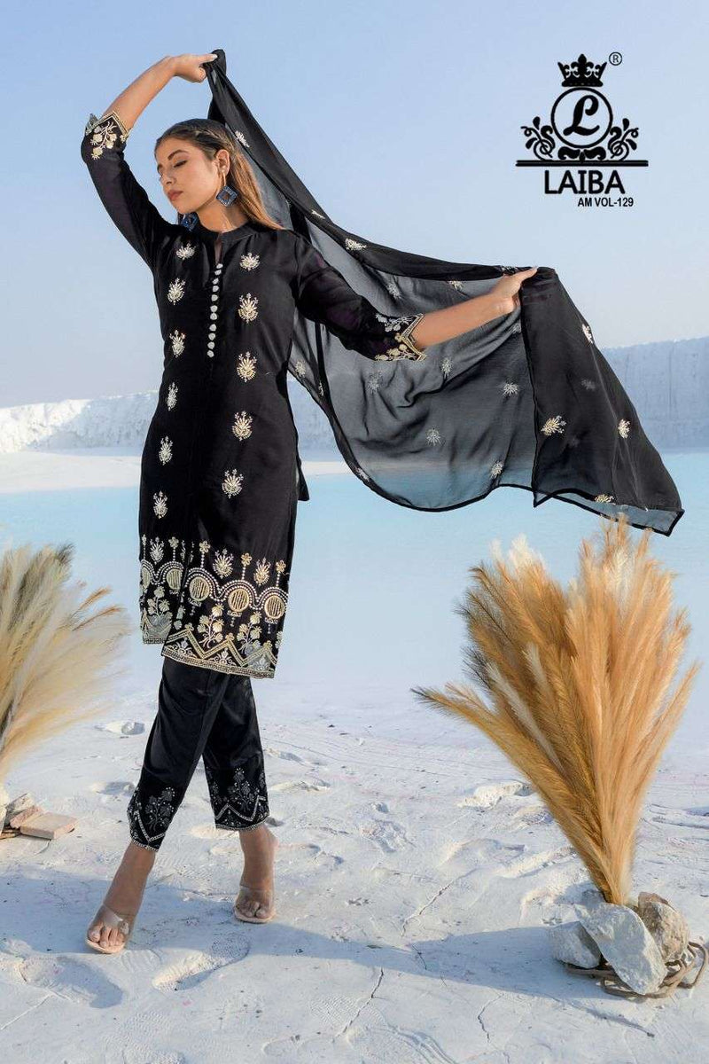 Laiba Designer Dno Am Vol 129 Georgette Hand Work Stylish Designer Party Wear Kurti