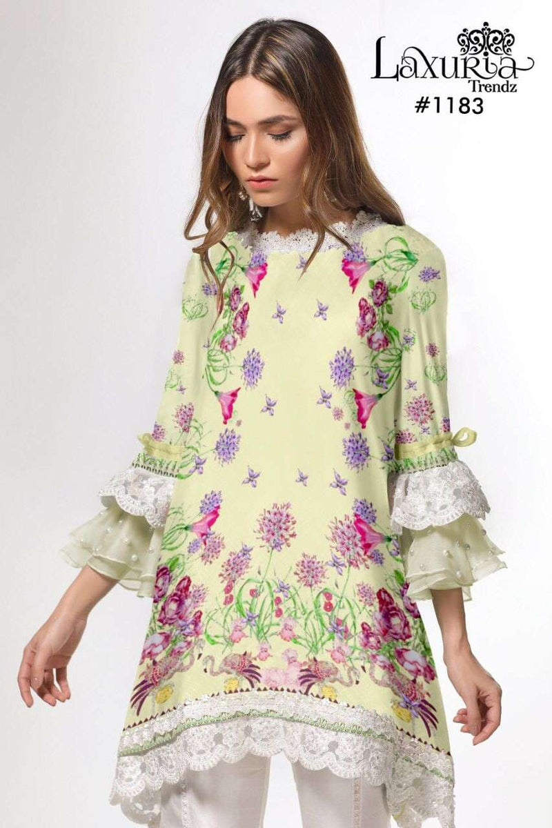 Laxuria Trendzs Dno 1183 C Maslin Stylish Designer Readymade Pakistani Style Kurti