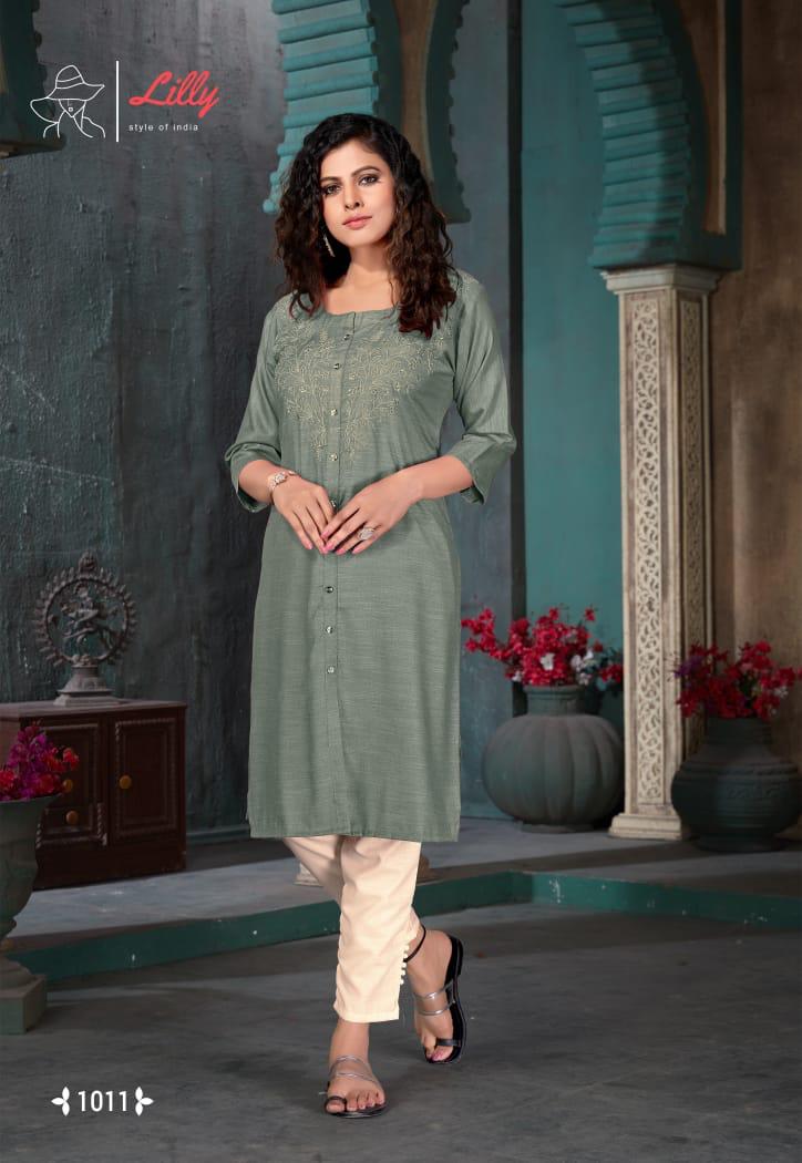 Lilly Style Barbela Soft Rayon Dailywear Kurti With Pant Collection