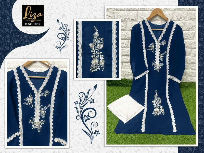 Liza Dno 1005 A Faux Georgette With Embroidered Stylish Designer Pakistani Style Kurti