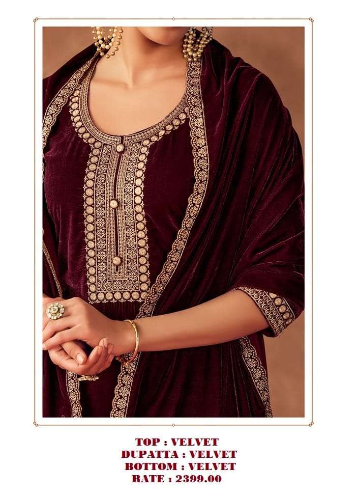 Lt Fabric Nitya Velvet With Beautiful Work Stylish Designer Attractive Look Salwar Kameez