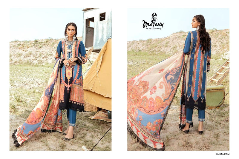 Majesty Afrozeh Jam Silk Cotton Pakistani Designer Salwar Kameez